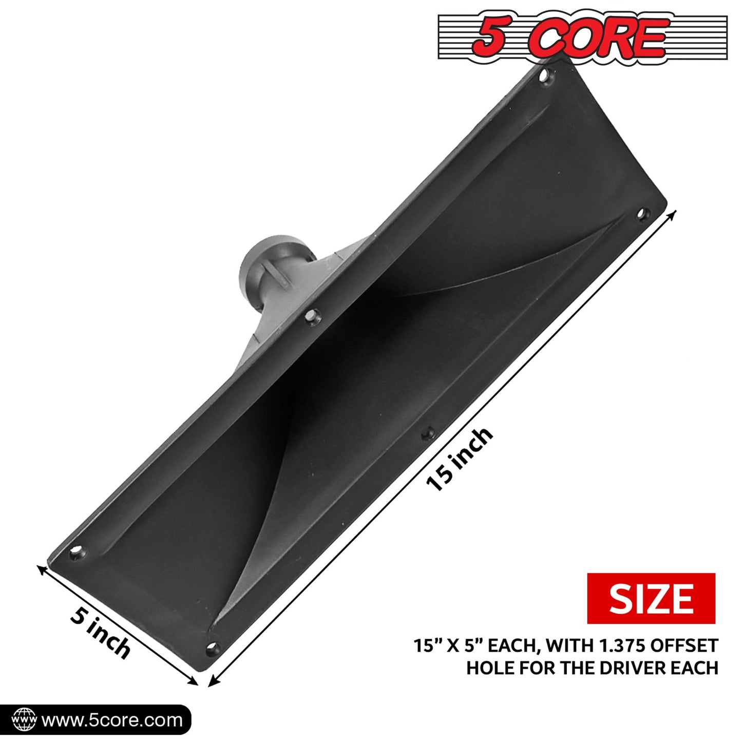 5 CORE 15x5 Rectangle Plastic Screw-On Horn for Assorted Speaker Cabinets 34mm Throat HISE 15X5 1PC